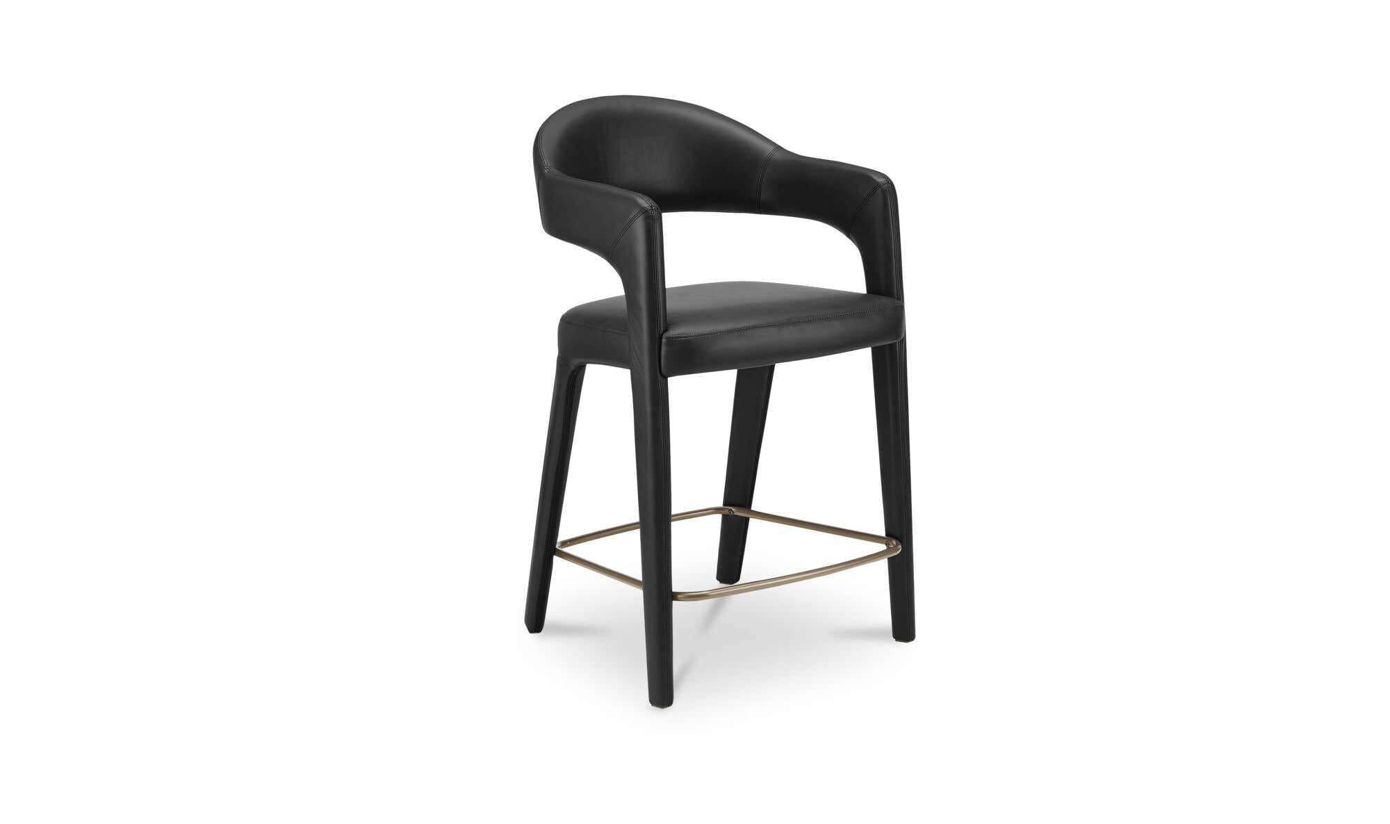 Moe's Home Martens Counter Stool Black Leather - Image 3