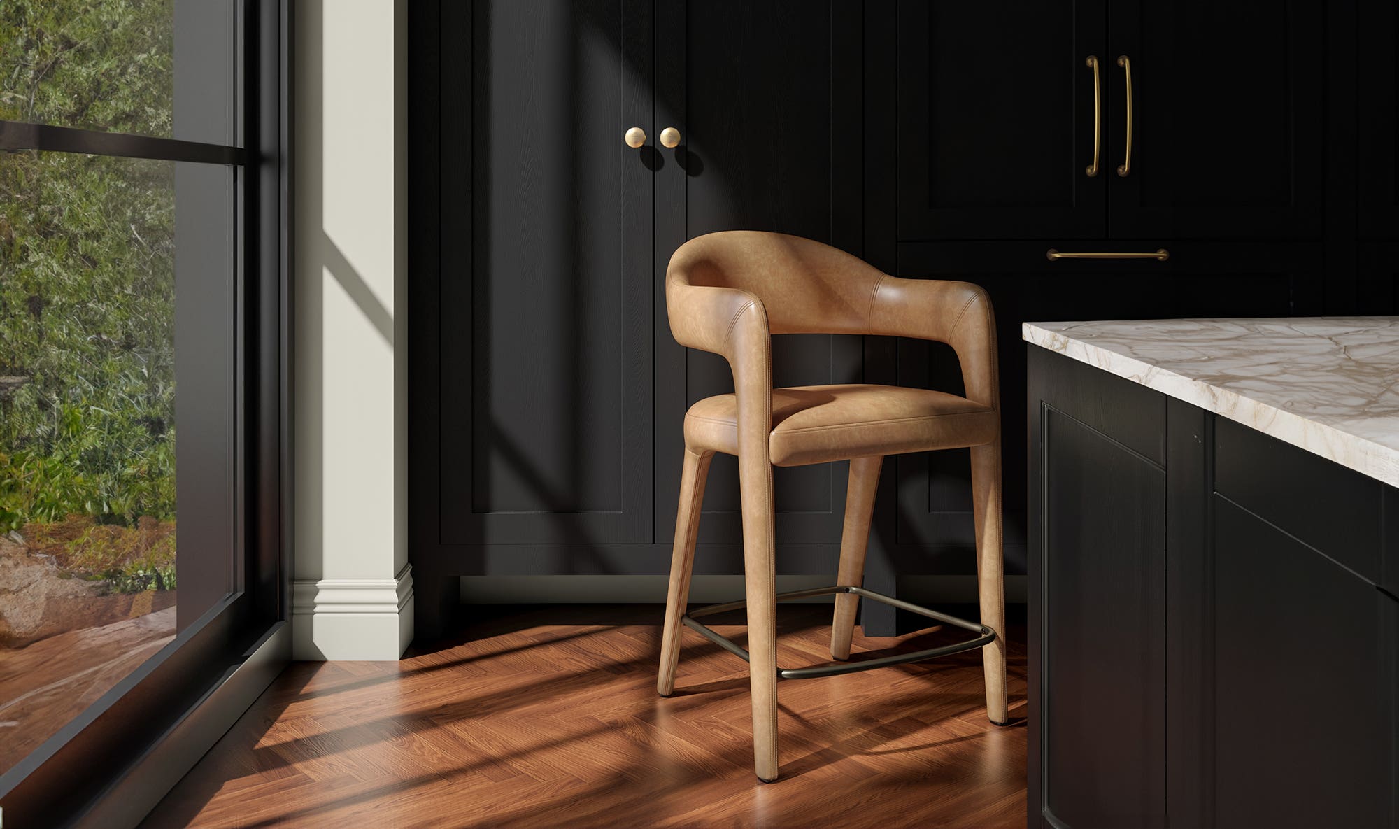 Moe's Home Martens Counter Stool Brown Leather - Image 2