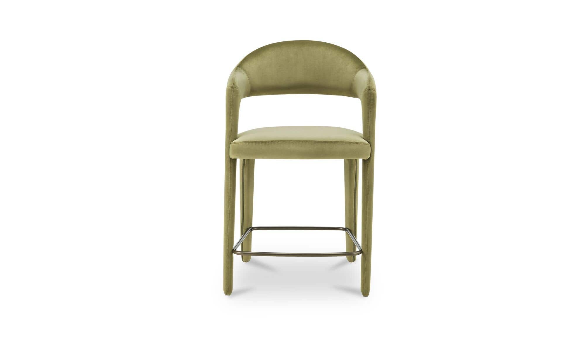 Moe's Home Martens Counter Stool Green Velvet - Image 1