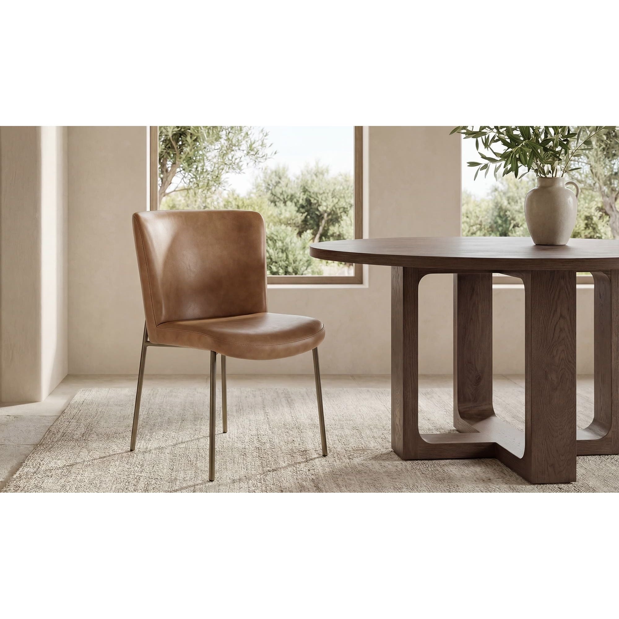 Moe's Home Early Dining Chair Tan Leather-Set Of Two - Image 2