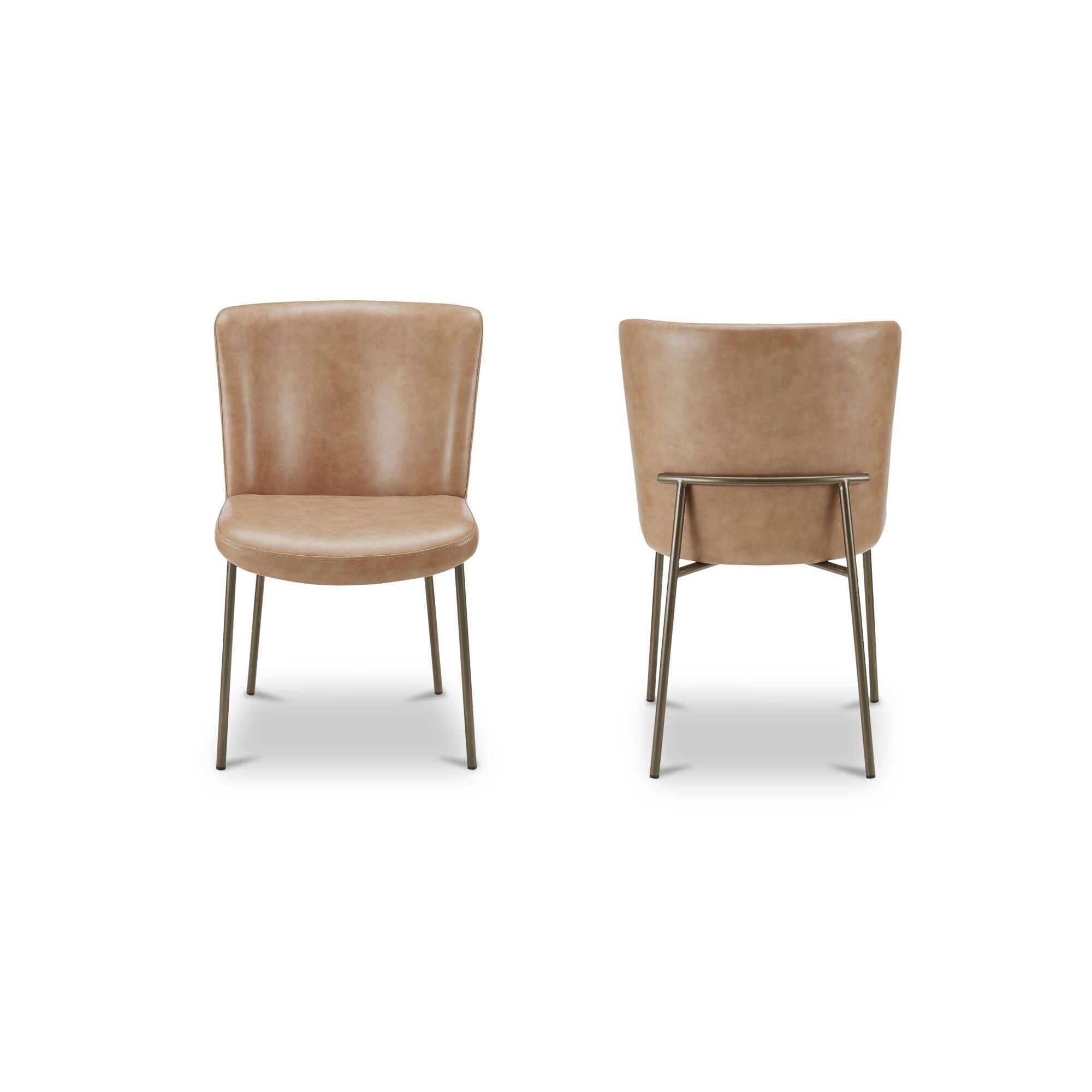 Moe's Home Early Dining Chair Tan Leather-Set Of Two - Image 3