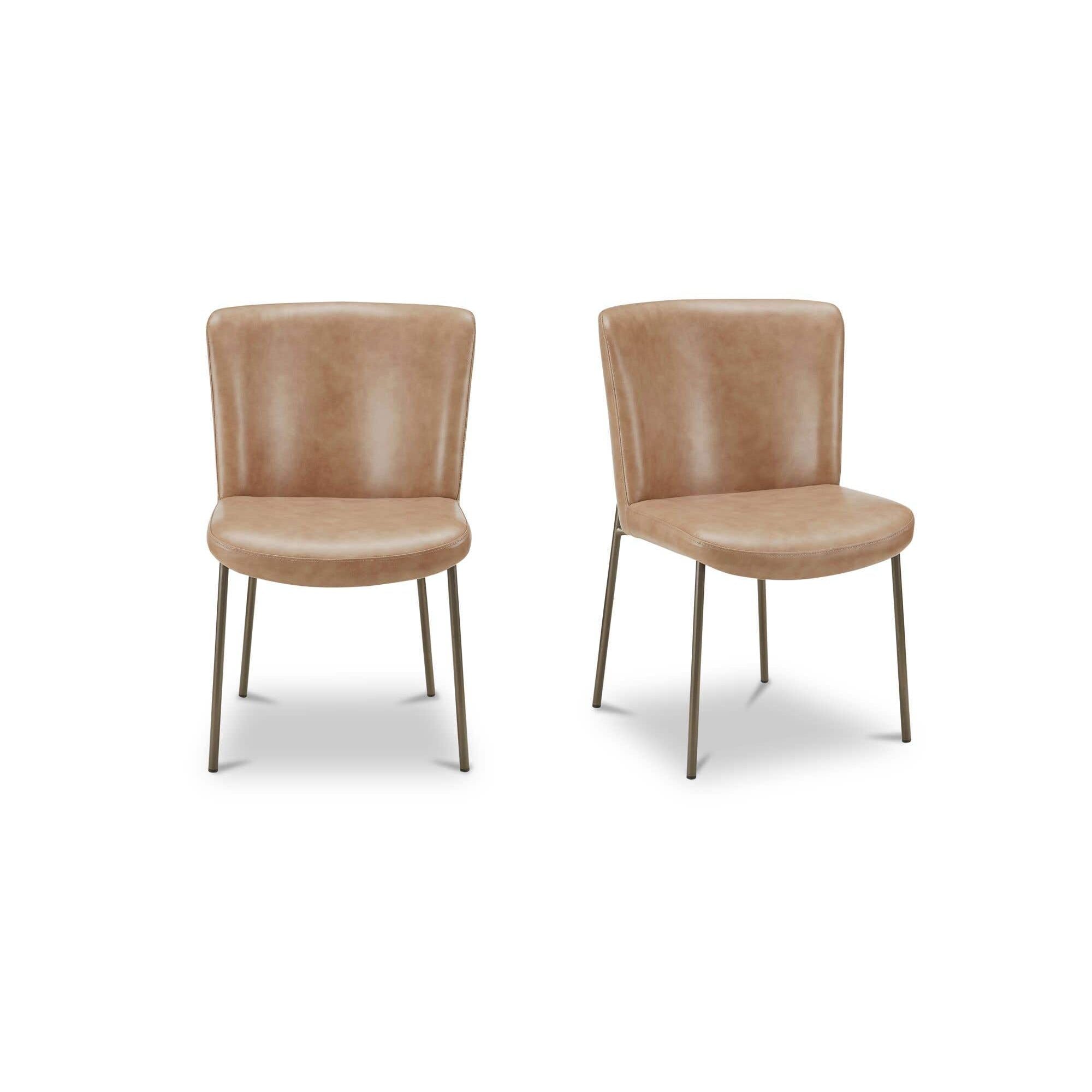 Moe's Home Early Dining Chair Tan Leather-Set Of Two - Image 1