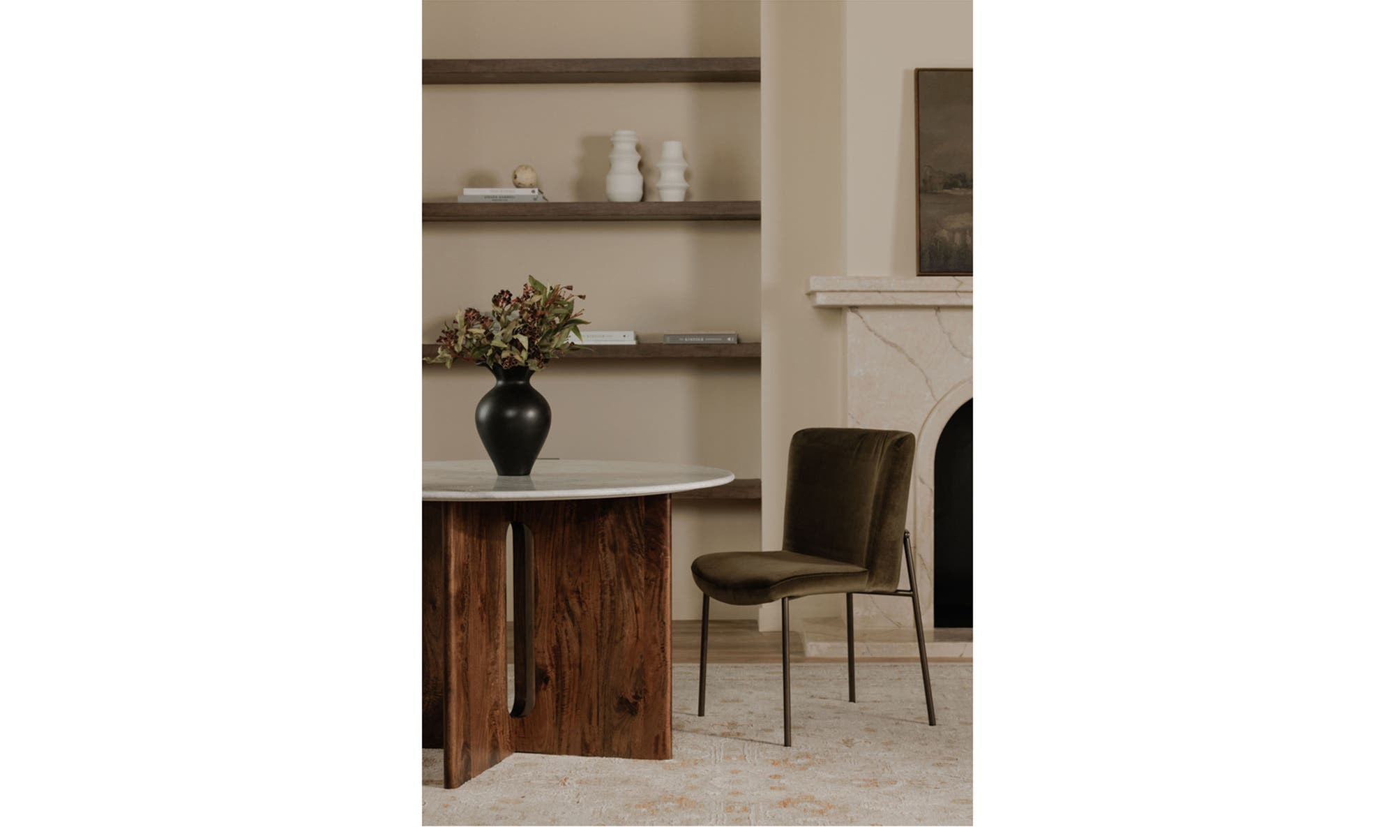 Moe's Home Early Dining Chair Faux Green Mohair-Set Of Two - Image 2