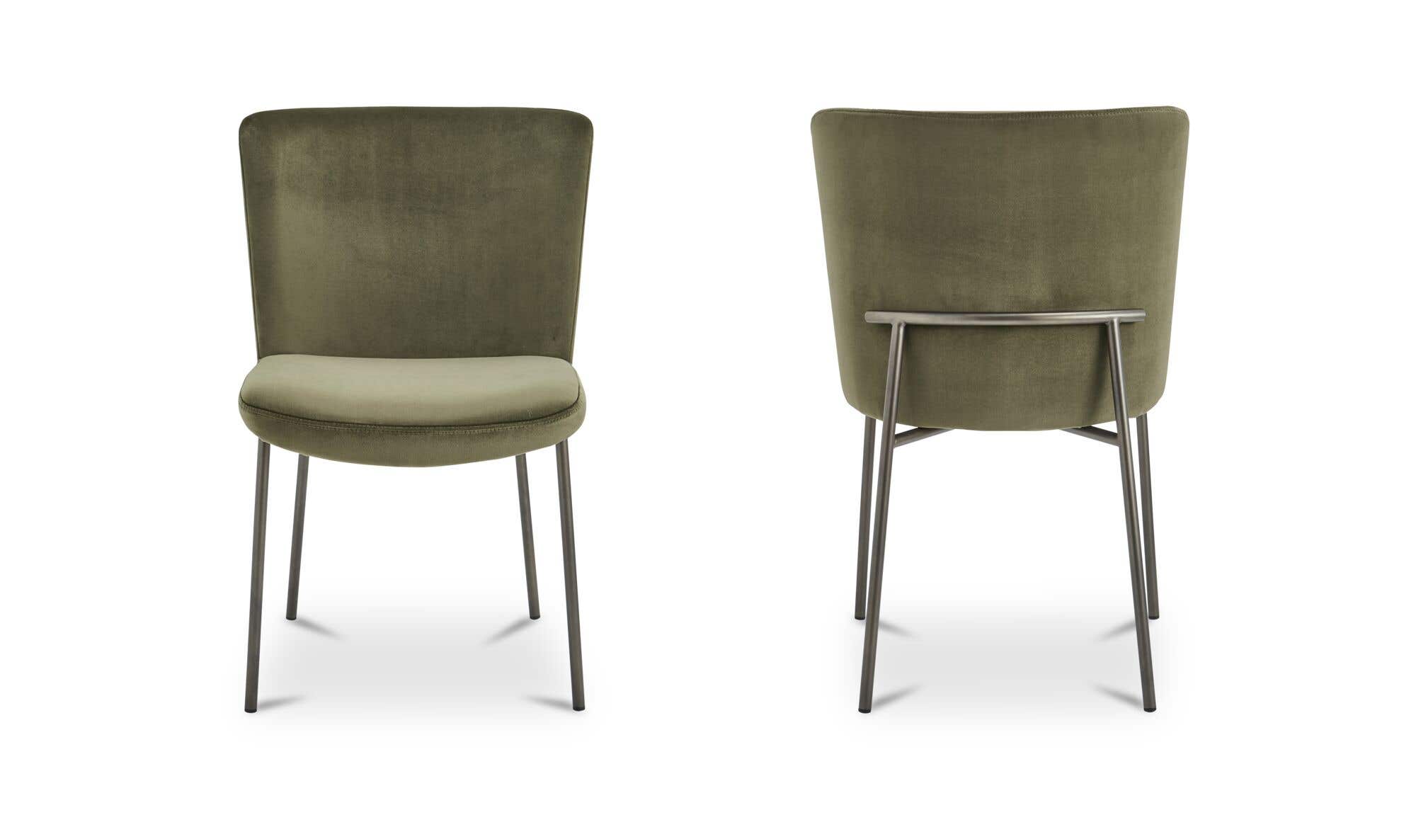 Moe's Home Early Dining Chair Faux Green Mohair-Set Of Two - Image 3