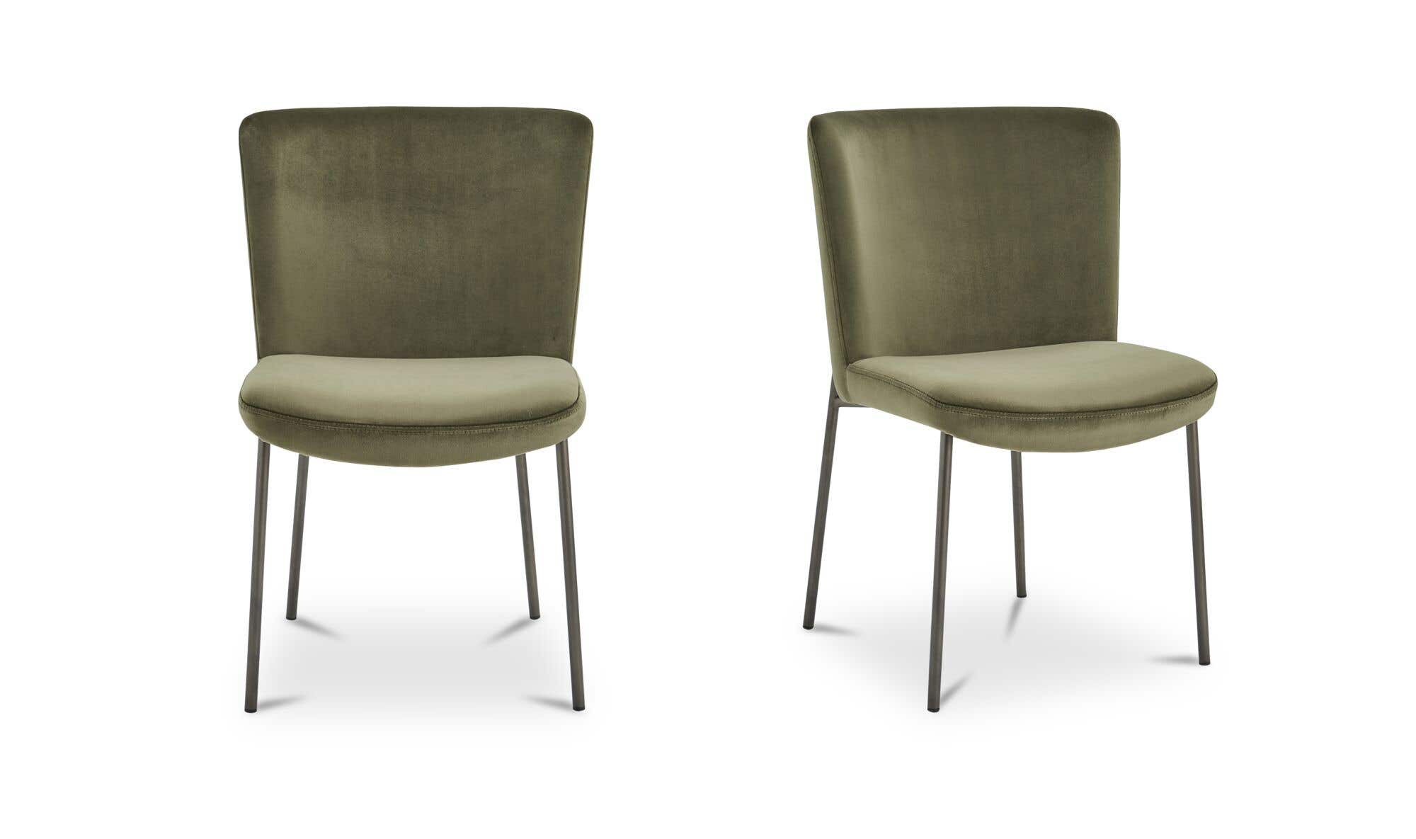 Moe's Home Early Dining Chair Faux Green Mohair-Set Of Two - Image 1