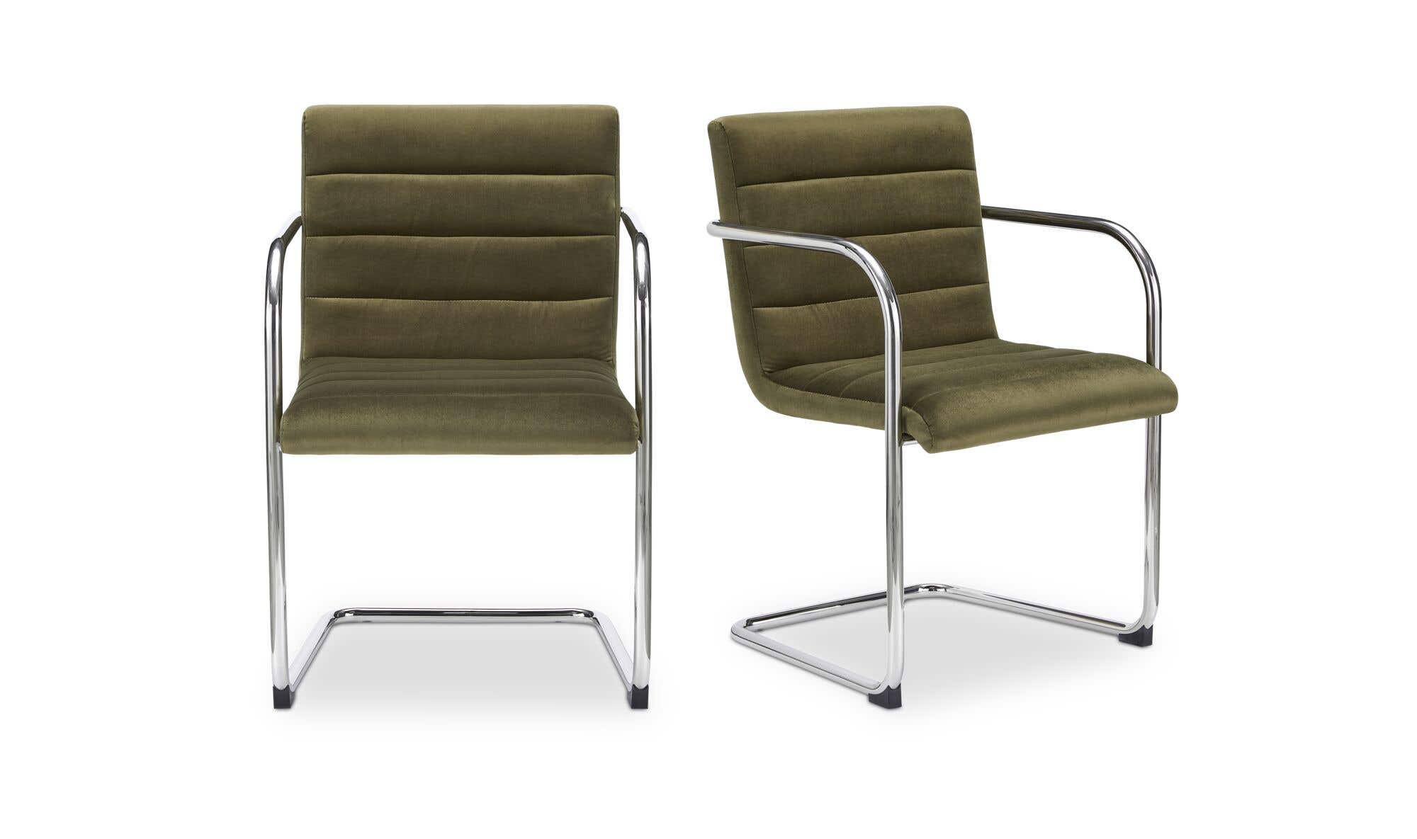 Moe's Home Pedro Dining Chair Green Mohair Set of Two - Image 1