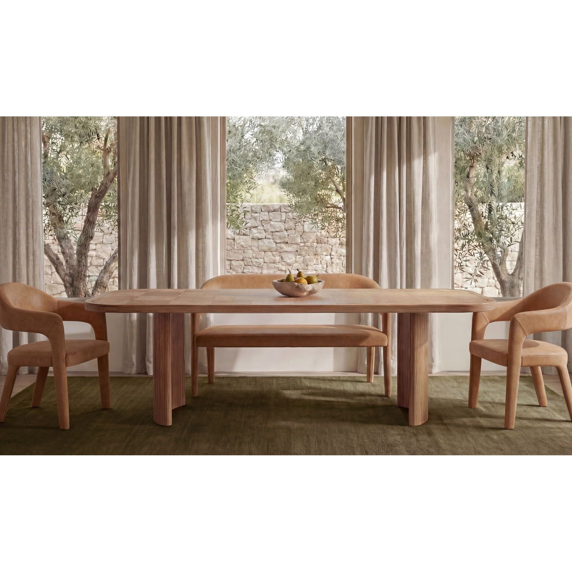 Moe's Home Martens Dining Bench Tan Leather - Image 2