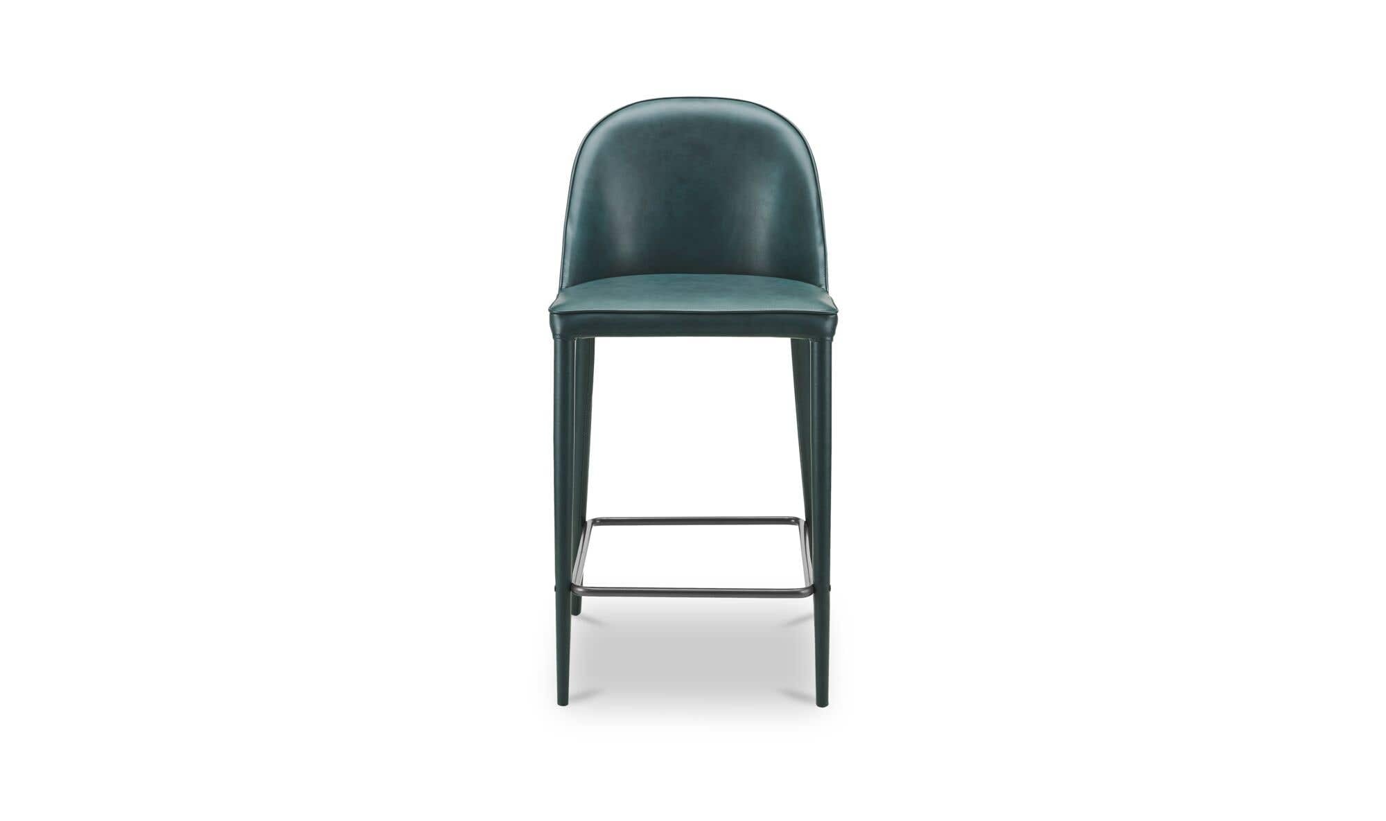 Moe's Home Burton Counter Stool Dark Teal Vegan Leather - Image 1