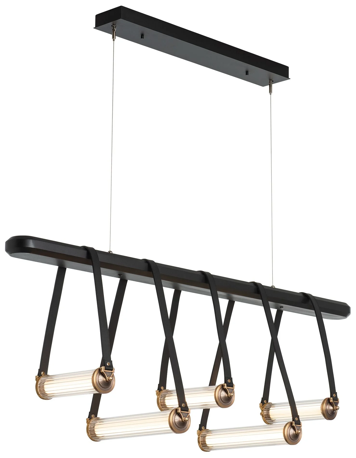 York Linear 5-Light LED Pendant - Brass - Black - Clear - Standard - Image 1