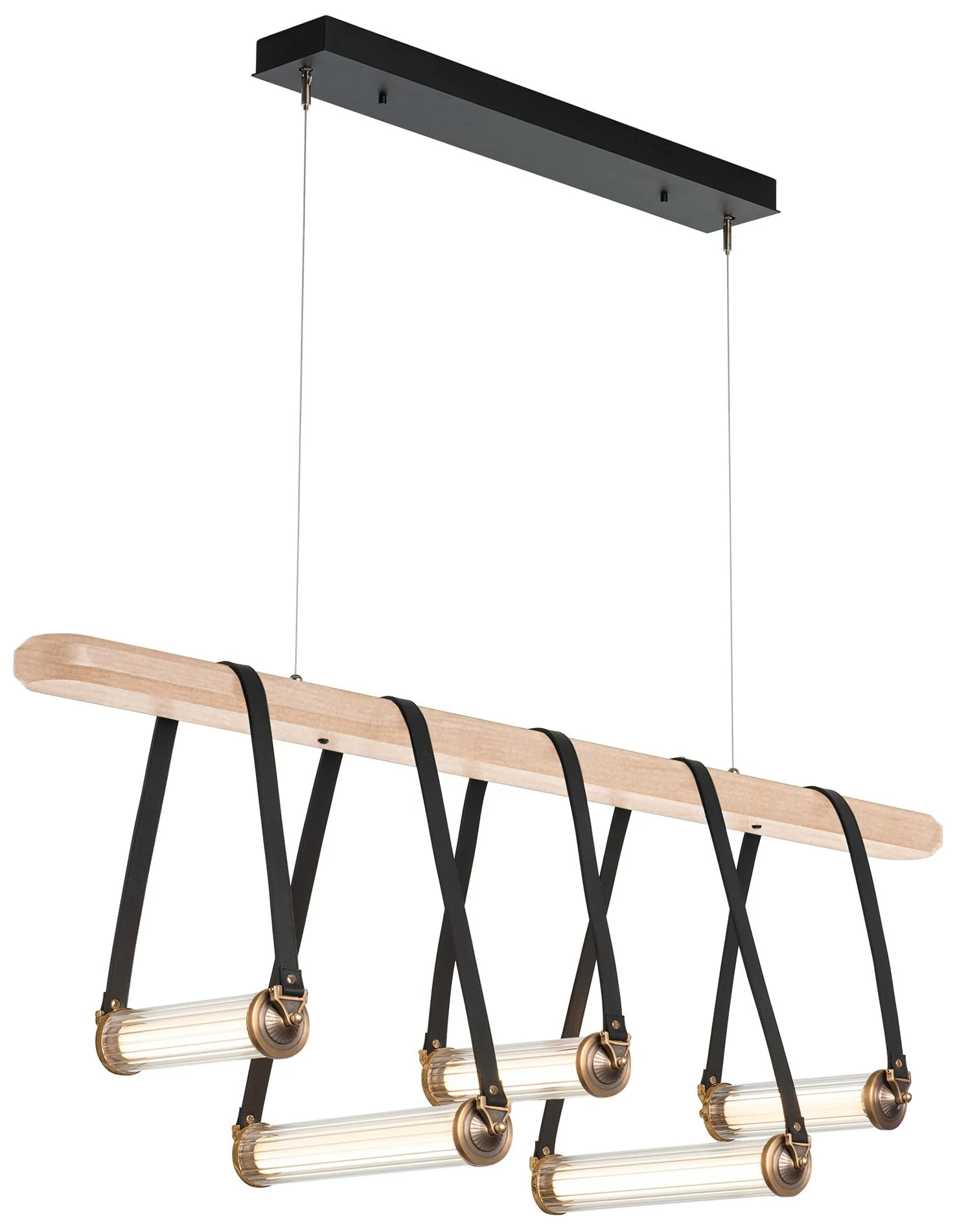 York Linear 5-Light LED Pendant - Brass - Black - Maple - Clear - Standard - Image 1