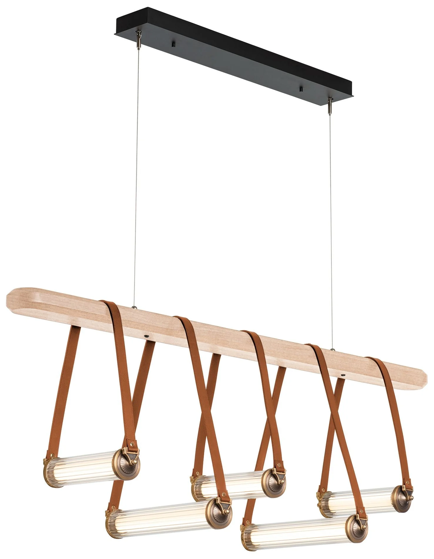 York Linear 5-Light LED Pendant - Brass - Brown - Maple - Clear - Standard - Image 1