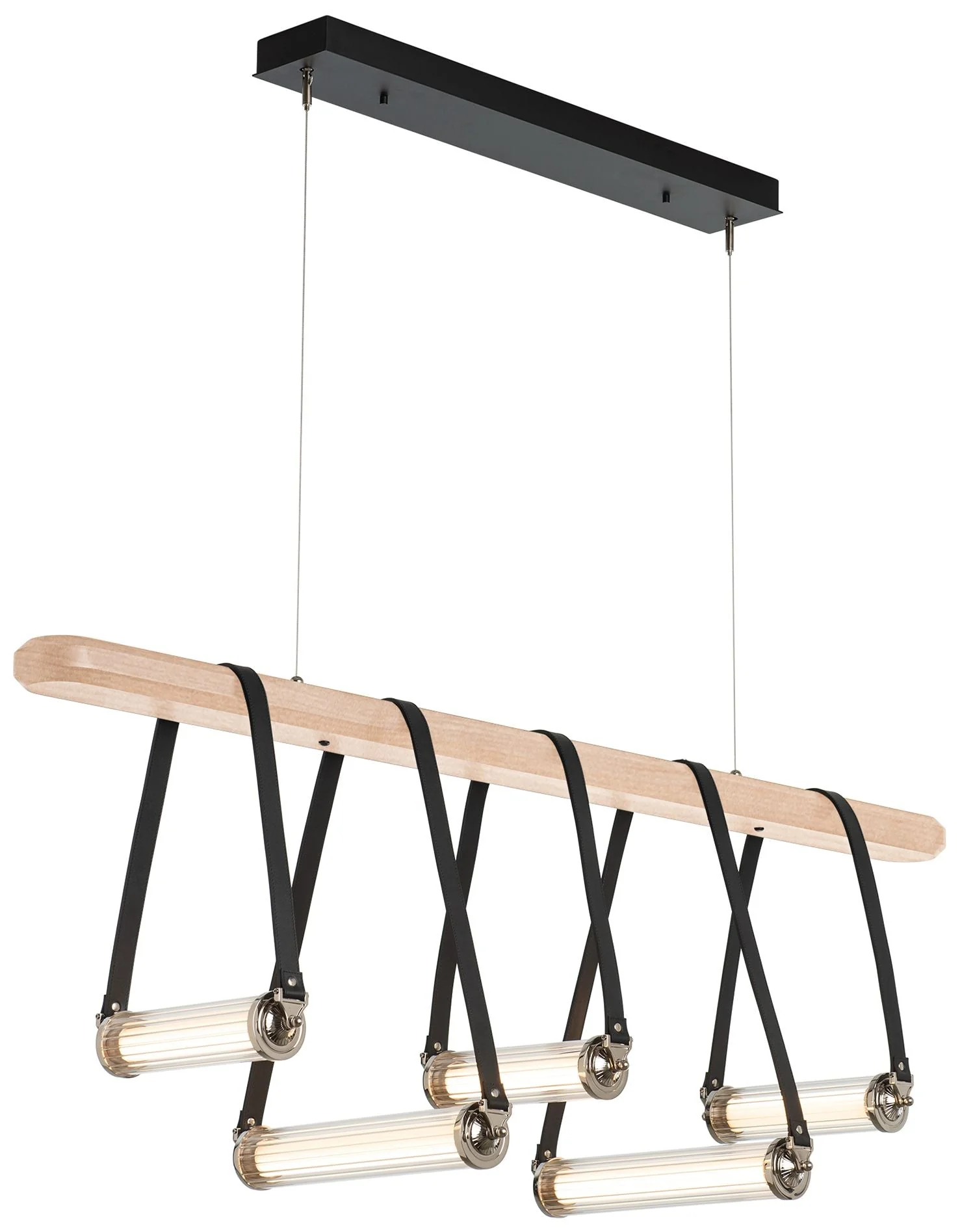 York Linear 5-Light LED Pendant - Nickel - Black - Maple - Clear - Standard - Image 1