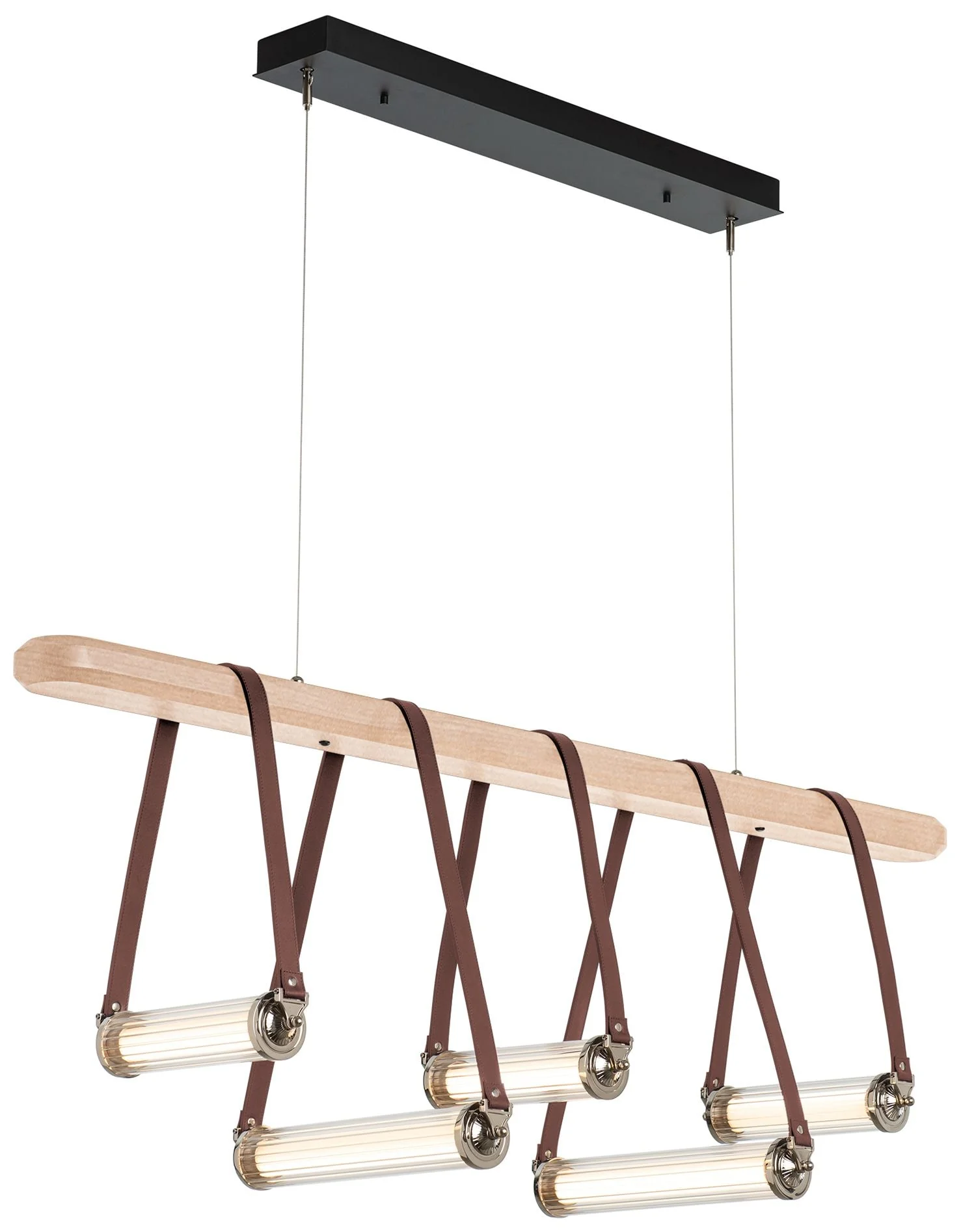 York Linear 5-Light LED Pendant - Nickel - Brown - Maple - Clear - Standard - Image 1