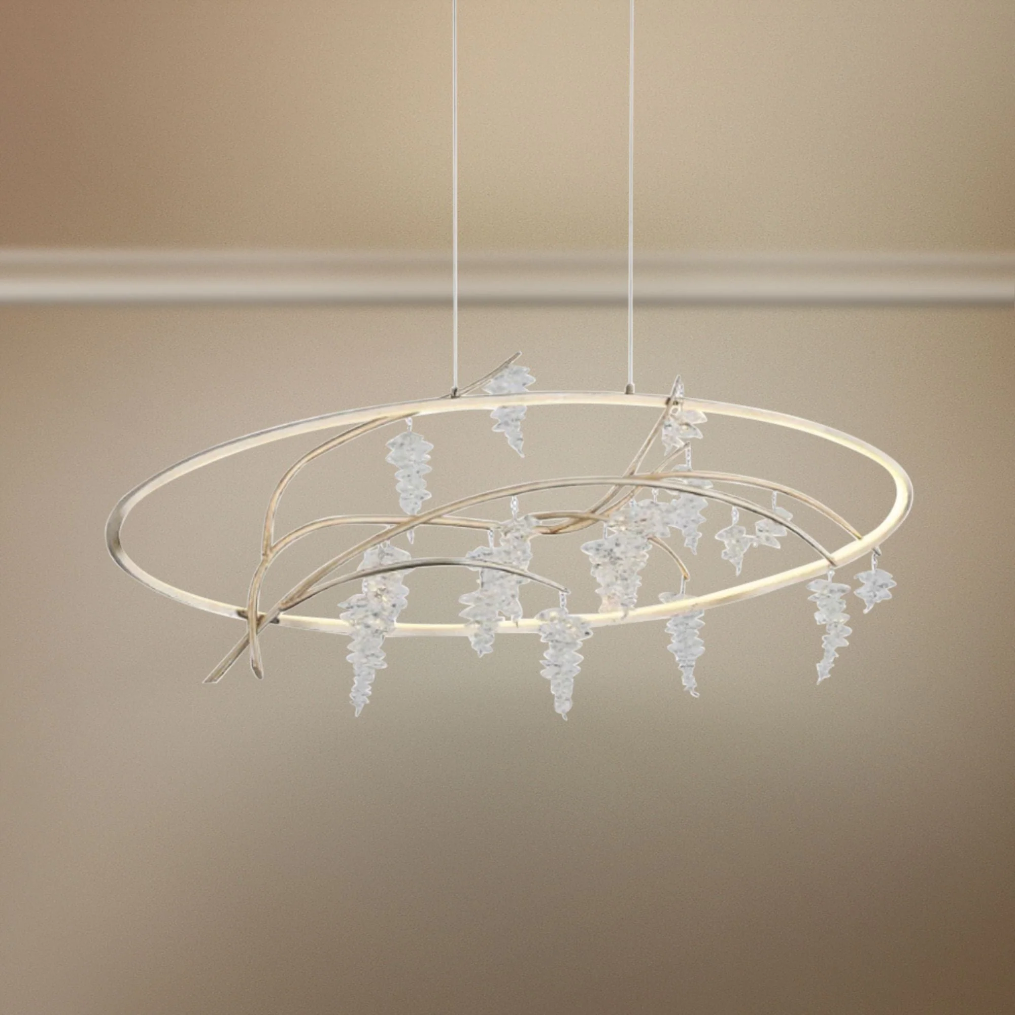 Zeev Orchard 48″W Silver Leaf w/ Antique Gold LED Chandelier