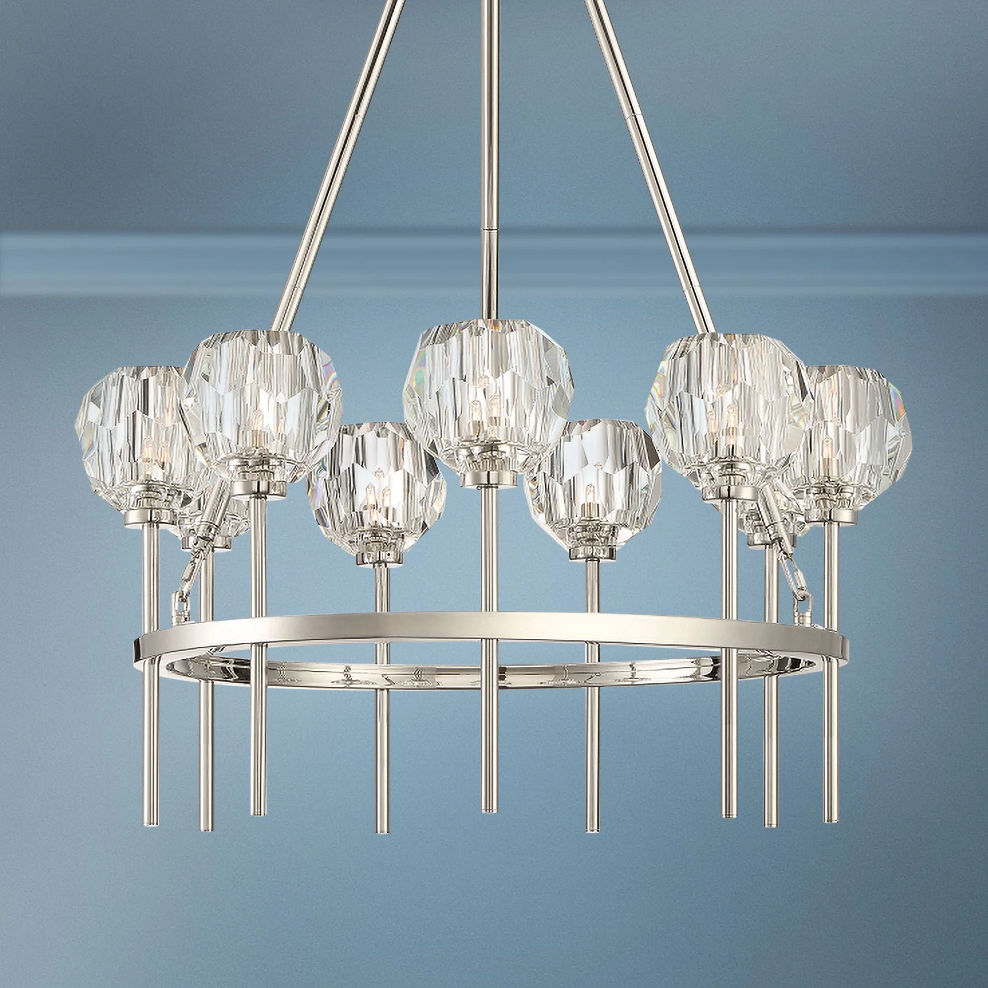 Zeev Parisian 26″W Polished Nickel 9-Light Round Chandelier