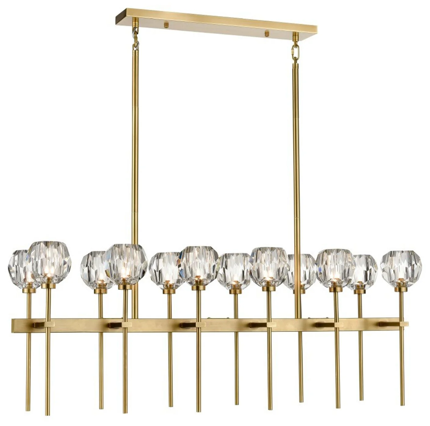 Zeev Parisian 48" Wide Aged Brass 12-Light Linear Chandelier - Image 1