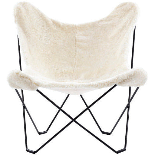 Surya Modern Nizhoni White Sheepskin Sling Chair With Black Metal Legs - Image 3