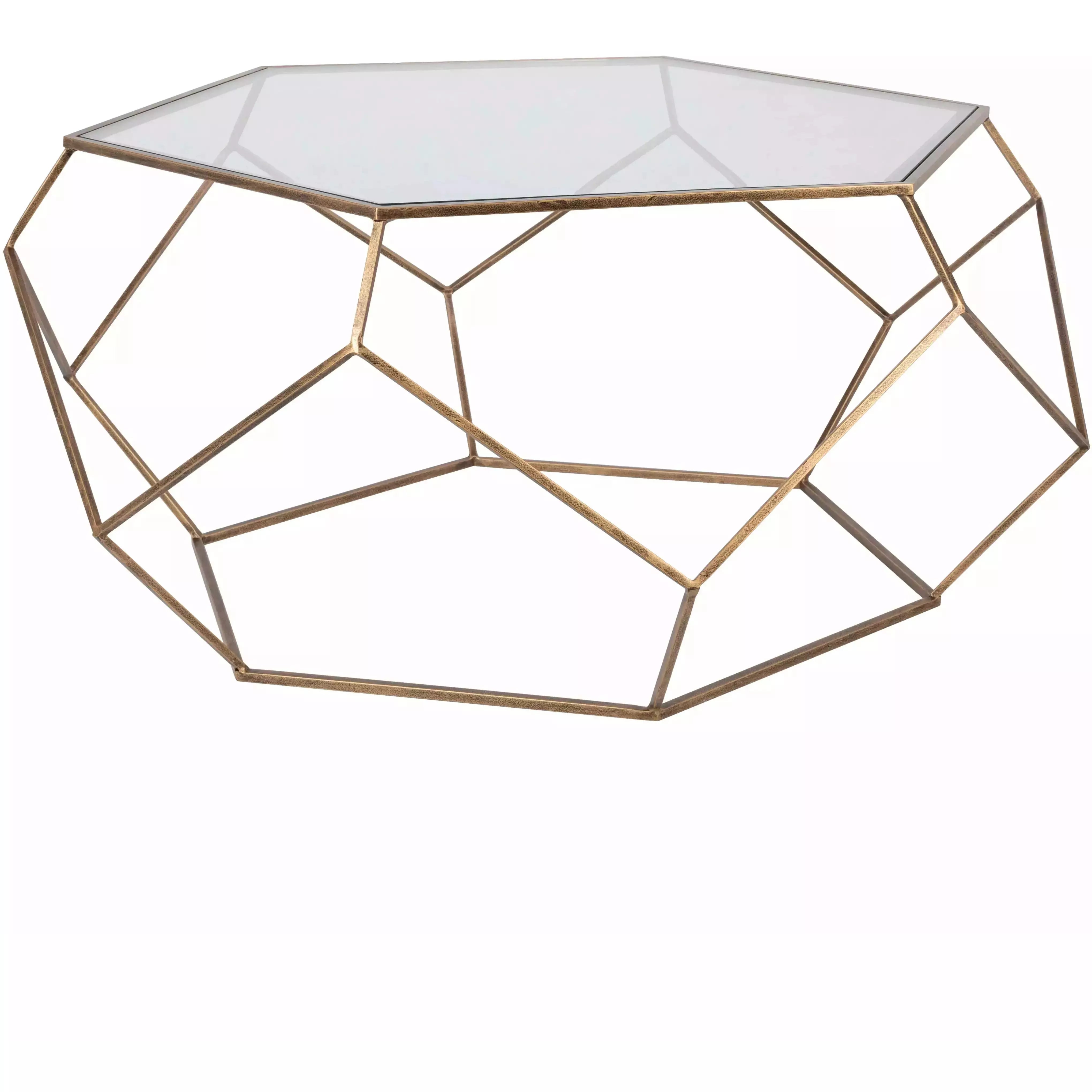 Surya Zig Zag Modern Glass Top With Gold Metal Base Round Coffee Table ZIA-001 - Image 2
